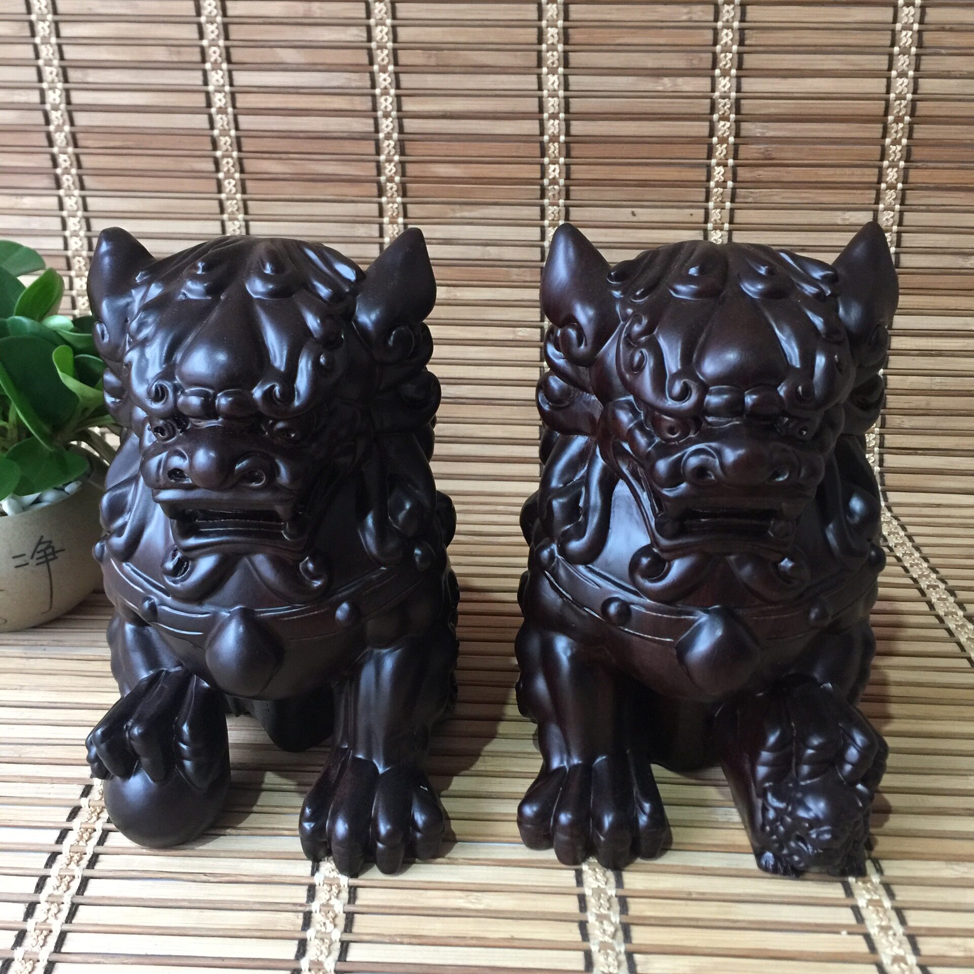 黑檀狮子木雕摆件中式实木办