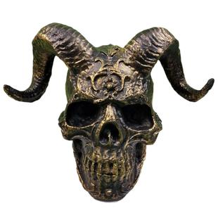 2025新品哥特式风格羊角骷髅头雕像朋克风撒旦雕塑工艺品摆件