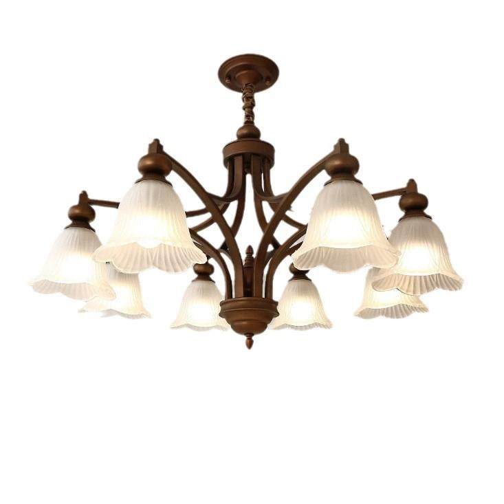 美式客厅吊灯餐厅卧室灯中古风简约中山复古乡村玻璃主卧灯具护眼