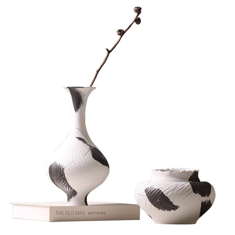 中式手花绘新陶瓷器客厅玄关插花MRD装饰品花摆件陶瓷瓶