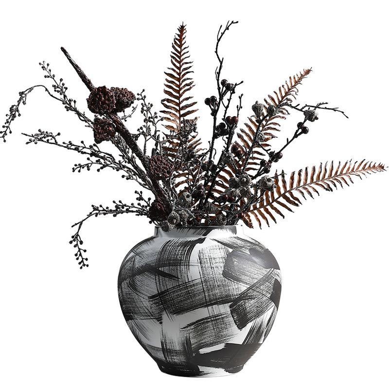 侘寂水陶瓷罐子墨样板房花架摆创意插花装品书房书剑罐花QJS瓶饰