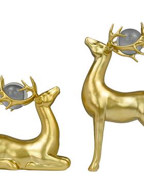 北欧轻奢水晶球招财鹿办公室桌面装饰品玄关客厅酒架摆件工艺品