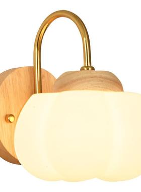 壁灯卧室床头灯奶油风客厅背景墙灯原木日式新款棉花灯L271