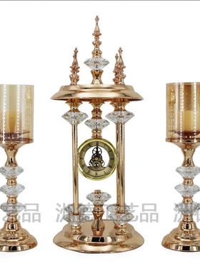 轻奢水晶座钟摆件家居客厅桌面台钟创意高档美式钟表装饰摆设