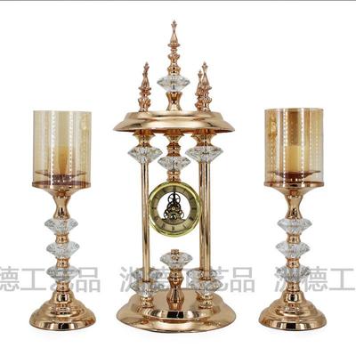 轻奢水晶座钟摆件家居客厅桌面台钟创意高档美式钟表装饰摆设