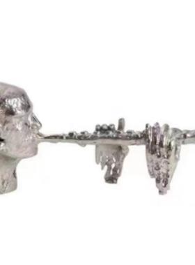 现代轻奢抽象牛头梗狗狗动物摆件样板间售楼装饰陈列家居桌面软装