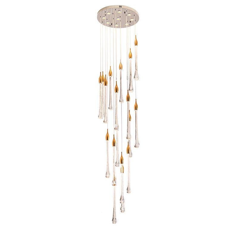 后旋现代楼梯吊灯挑高客厅售楼部吊轻奢长灯别墅复式楼楼转梯灯