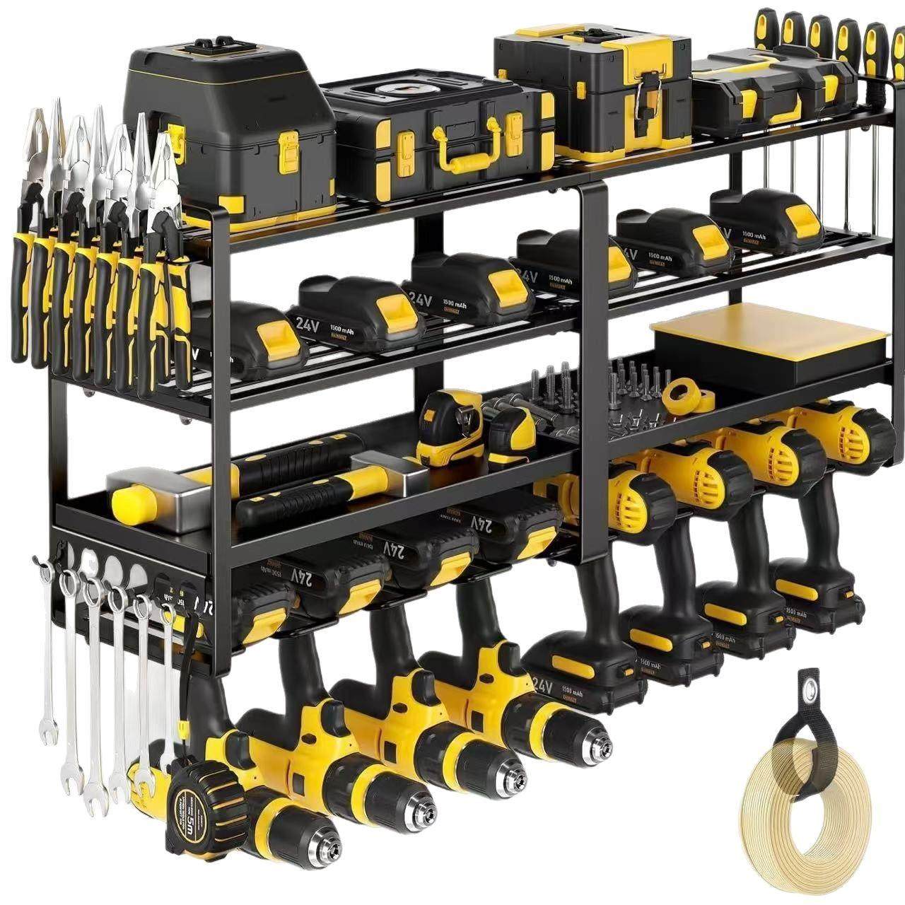 多层电钻架工具箱整理架钻头壁挂式架车库置物架重型黑色螺丝刀架,收纳整理,书桌收纳置物架,淘宝优惠券,粉丝福利购,淘宝优惠卷