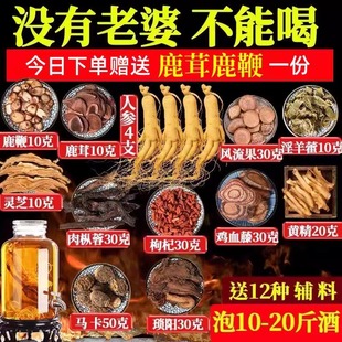 泡酒药材专用男士 泡酒材料肾配方药酒补鹿鞭泡酒料包 人参十全套装