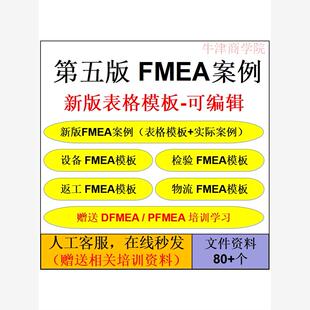 第五版FMEA案例 新版FMEA案例 PFMEA/DFMEA表格 FMEA模板可编辑