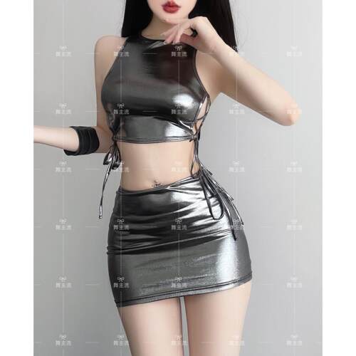 欧美酒吧DS演出服gogo秀派对气氛女dj领舞性感爵士舞绑带裙套装