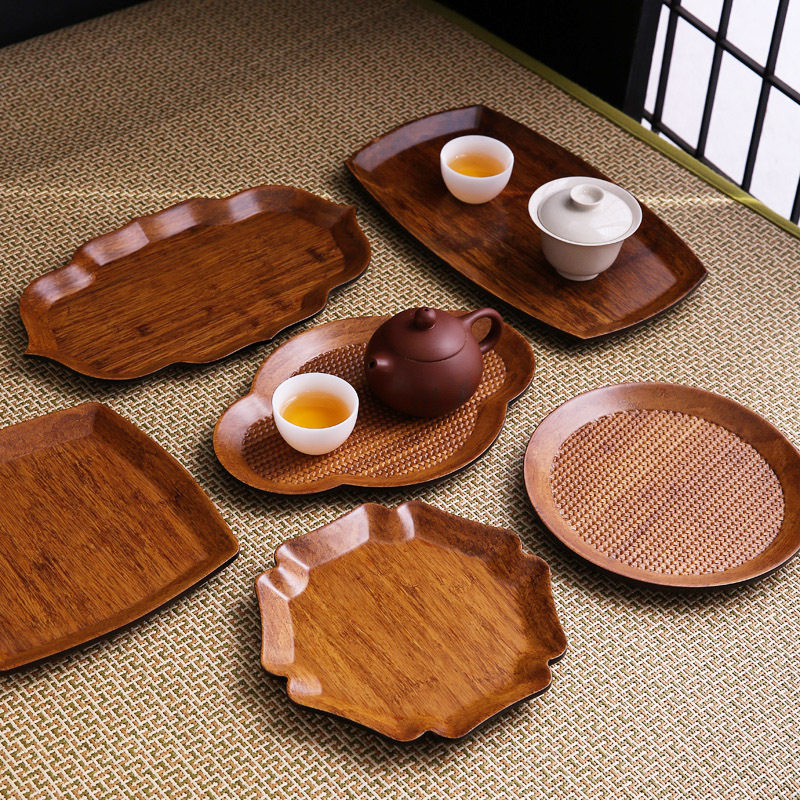 新款竹制重竹竹编干泡茶盘日式创意椭圆形壶承家用简约托盘茶海