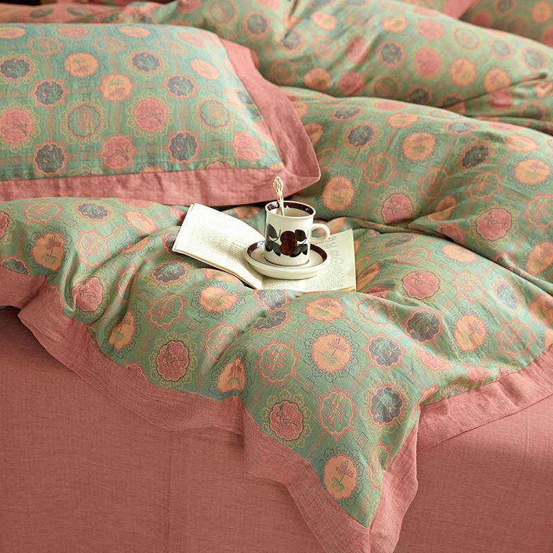 BK套9KA类全纯棉棉双层纱母婴级四件裸F76799T7睡床单民床宿复古