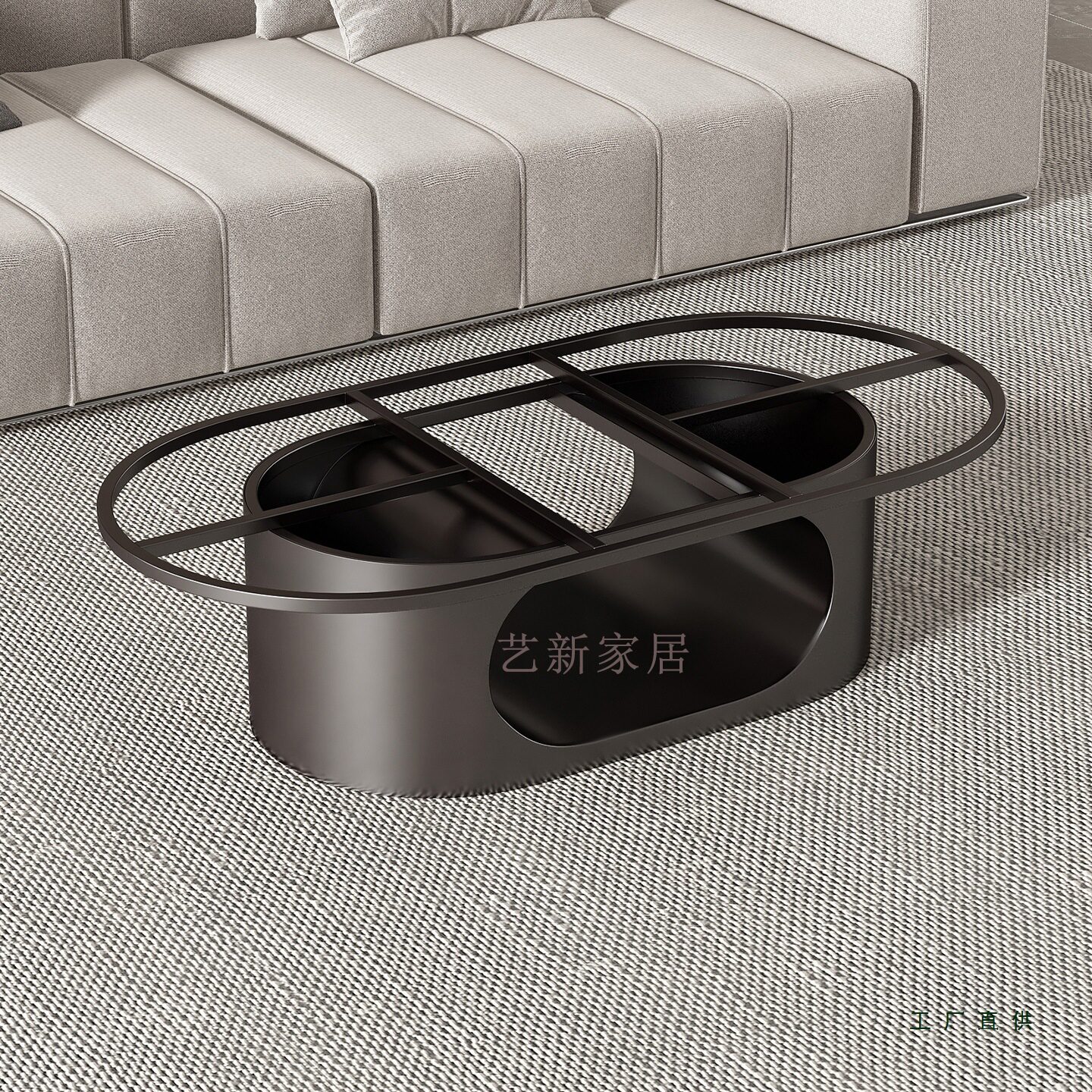 奢石椭圆不锈钢双层茶几腿新款
