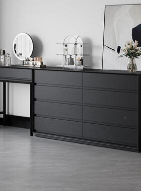 现简代纳约黑色实木六八斗柜CTH梳妆台卧室储物收床尾屉抽柜组合