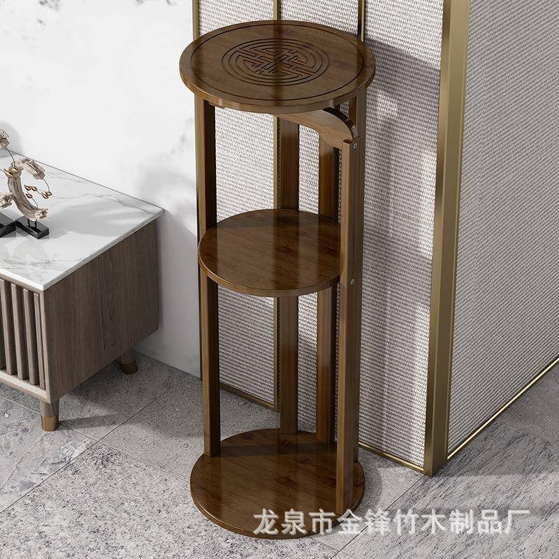 室内花架XTXKSNKT萝客厅电视盆柜旁落地新中式花台实摆件置物架木