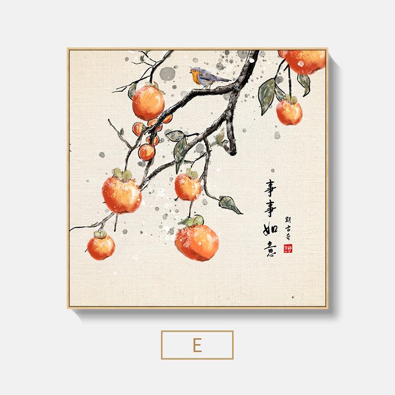 葫芦挂画新中式如意柿子客厅餐厅水果装饰画事事如意壁画工厂图片