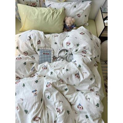 A类四套全棉纯棉2025新款床单被套罩床笠件单人学宿舍三件生10064