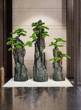 仿庭雪浪合石造景真切片组楼梯间假山石装饰花园院角落枯雪浪石山