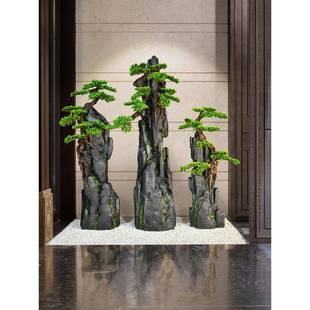 仿庭雪浪合石造景真切片组楼梯间假山石装饰花园院角落枯雪浪石山