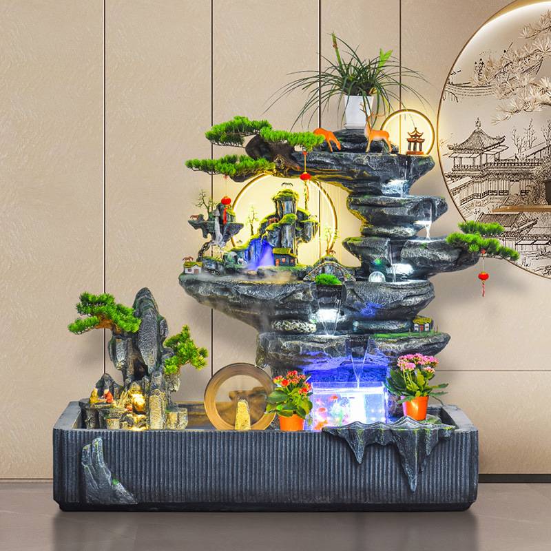 大型假山流水喷泉别墅花园庭院装饰公司阳台户外鱼池瀑布景观摆件