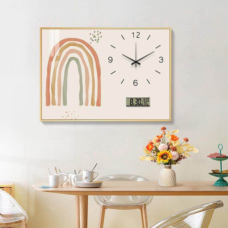 电打表箱装饰画带钟表万年历205无品牌/新2款现代简约免孔配电箱