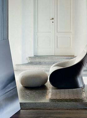 设计师沙18884发意革大利家具皮轻单人沙发意椅式奢休闲软椅子