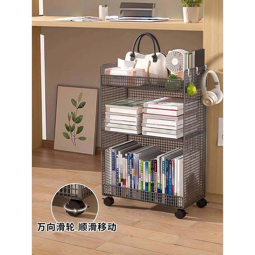 包书小桌旁小架无品牌/书架可移动桌下置物架推车落地学生书本书