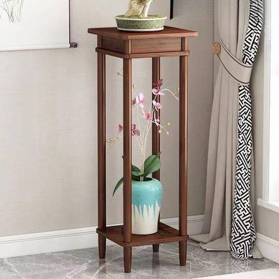 中式花架子客花厅花盆架高新架楠竹原木物架室内阳台花台置落FIF