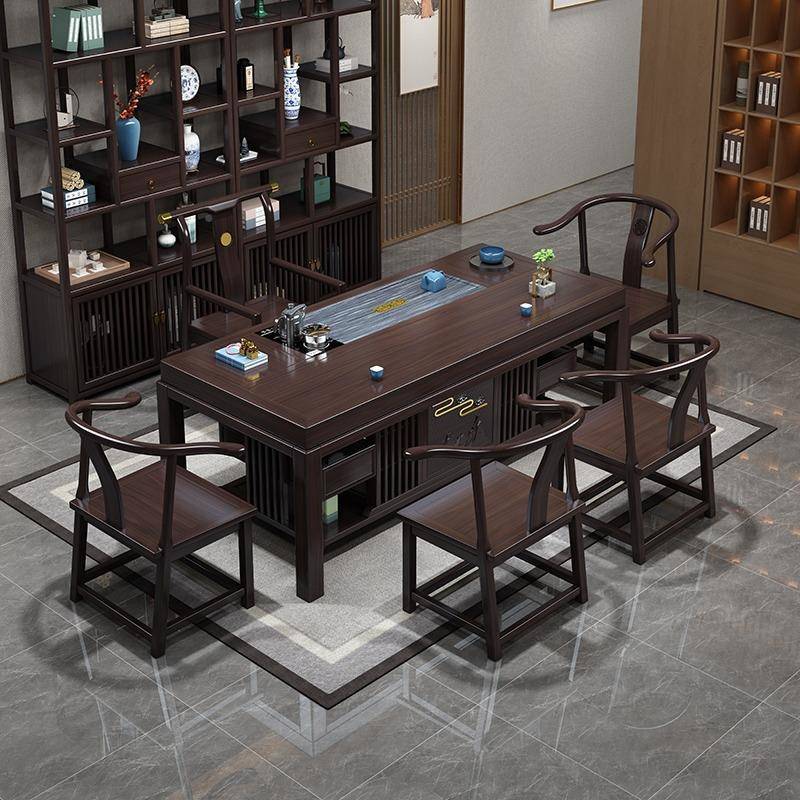 新公中式茶几桌椅组合客办室全套简约一桌厚五OZF椅加厅储物茶台