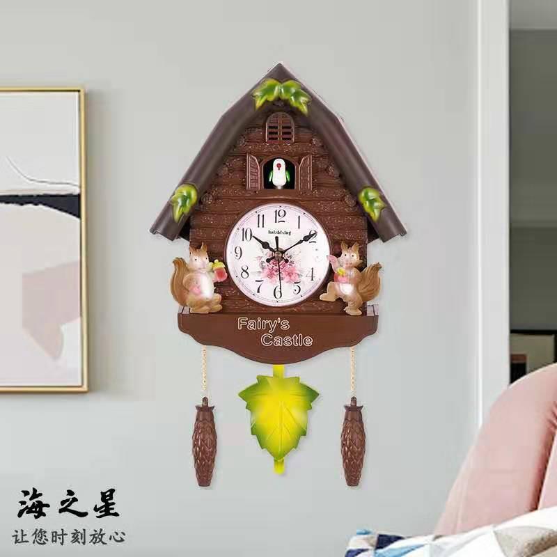 欧式创意布谷鸟咕咕钟客厅装饰挂钟壁挂报时挂钟静音石英钟YD259