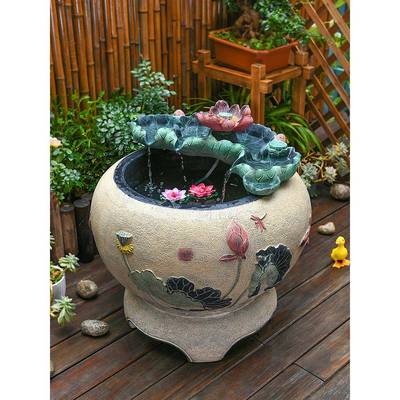 庭院流水环摆DAE循水户外鱼鱼缸阳台成品件养池造景室外落地假山