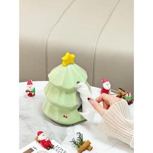 创巾意收陶瓷纸巾圣诞树盒节日气氛抽纸盒餐纸盒餐桌摆件餐厅纳