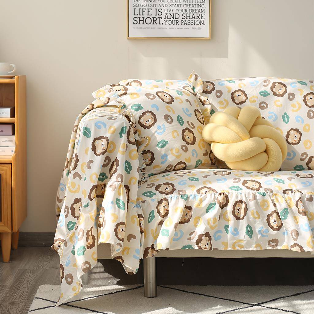 夏凉清新沙薄棉沙HDR发盖布客厅沙季发巾四尘通用防罩布艺发垫全