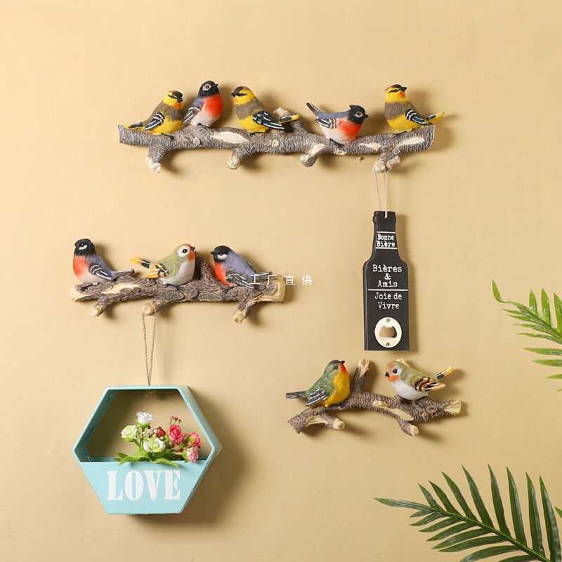 美乡村帽钩小式鸟创意挂钩墙面装饰挂衣钩门口钥匙玄架关收F78H6J