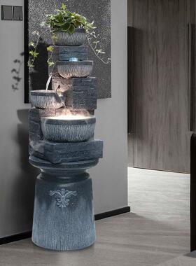 欧式假山流水喷内落地QUV摆件循水客环厅风泉水轮室加湿器装饰品