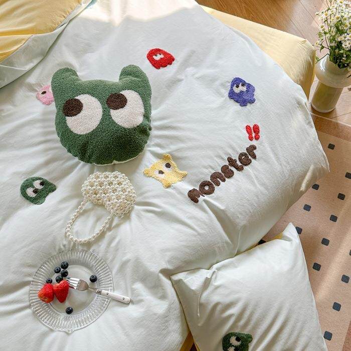 类婴幼儿全棉水BDN洗四件套床品可级爱A毛巾绣棉纯棉三件套床单被