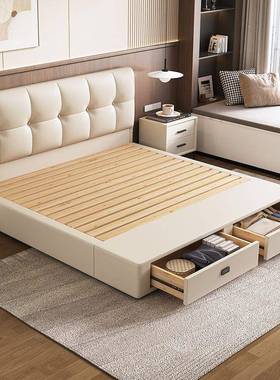 薄床头储物气压床小户双型纳多功能收床可卧室带抽屉箱人RYD体床