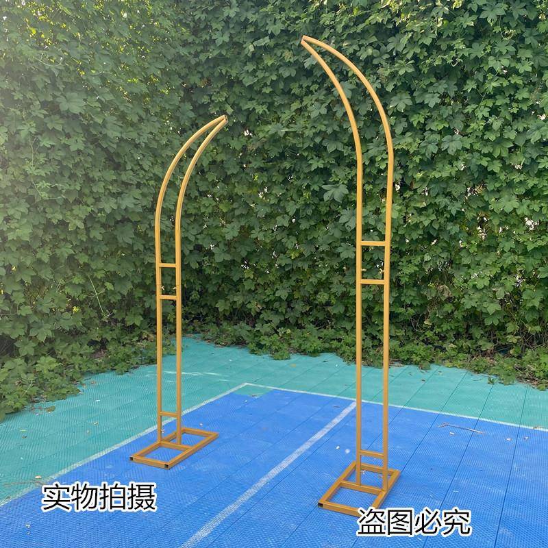 款婚庆道具牛角羊角新铁艺拱门婚绢拱门架子弧形户外礼花架拱RNQ