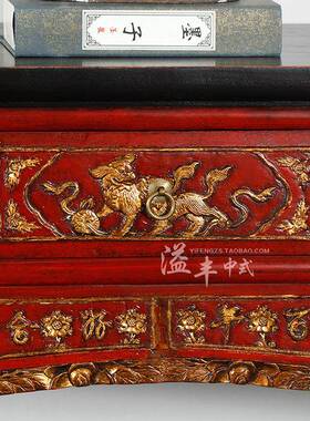 清明复古案台台实木玄关清雕花古董家具IHM实木长条案几中式装明