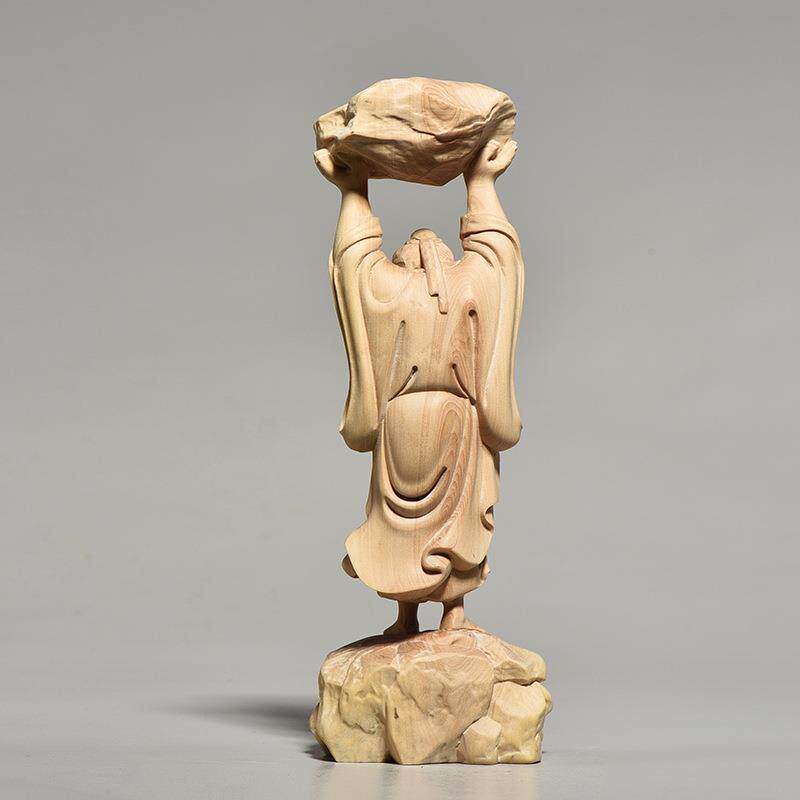 财黄杨木雕创意工艺公品物摆件家居装饰品人雕刻雕件实木招IWQ愚