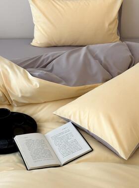 0支加6全棉AL101156磨简毛床上四件套纯棉约温柔感拼厚色被套保暖