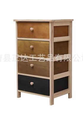 实木床头柜美式彩收储物柜纳抽窄边角柜原木色屉斗LZX柜简约小床