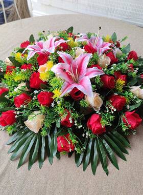 大圆餐台tb-71322桌摆花中间花轻奢花花仿真花酒店饭店桌面绢装饰