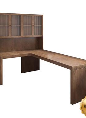 全实木角转书桌书29268架书柜卧室办公角学生写字L型双7人电脑桌