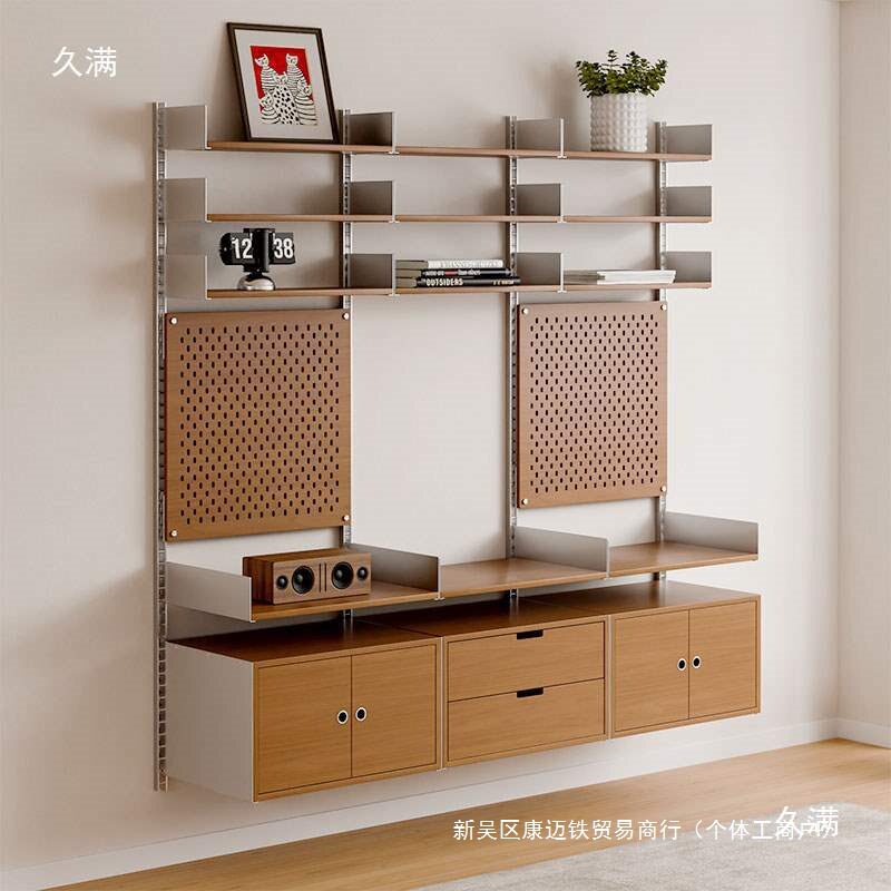 墙上置物架壁挂式铁艺隔板书架客厅挂墙多层收纳架展示架高度可调