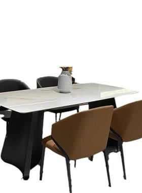 简大理石餐桌椅合饭现代简约长tb012315方组形意式极超微晶石彩晶