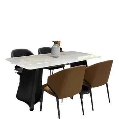 简大理石餐桌椅合饭现代简约长tb012315方组形意式极超微晶石彩晶