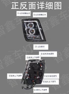 陕0汽德龙X300前大灯灯38546总成改装LED超亮聚光双透镜大5000X牵