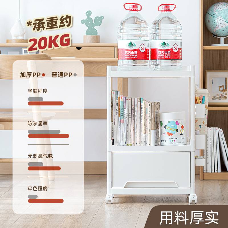 滑轮多层置物架可移动多功能桌下收纳架子放书落地推车收纳架